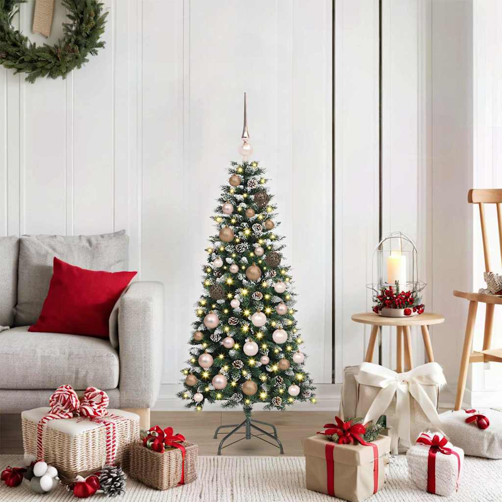 Kunstig juletre med LED -stripelys grønn 120 cm PVC
