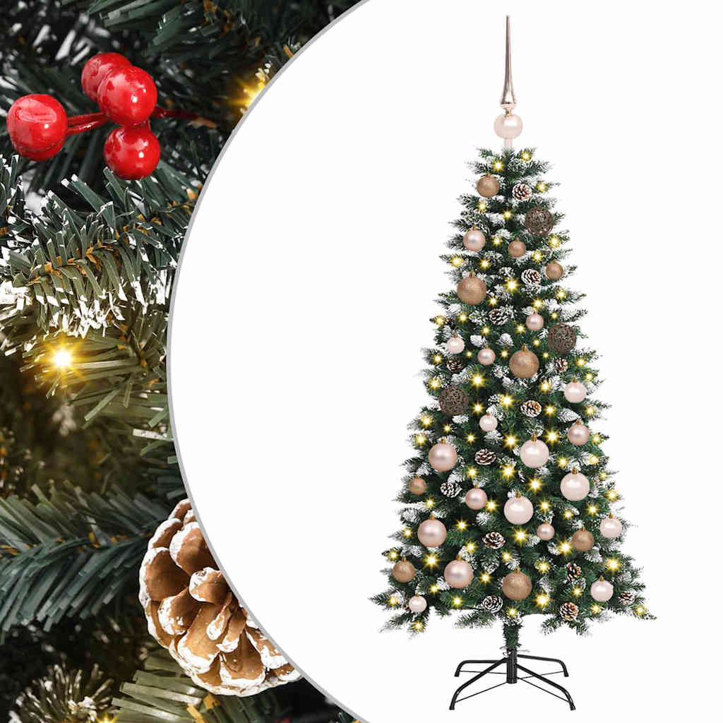 Kunstig juletre med LED -stripelys grønn 120 cm PVC