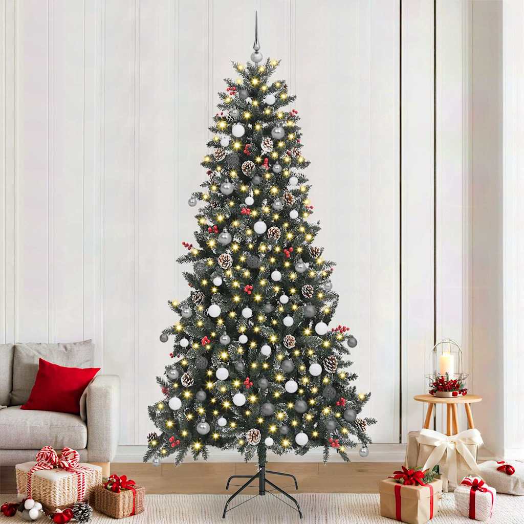 Kunstigjuletre med LED -stripelys grønn 240cm PVC