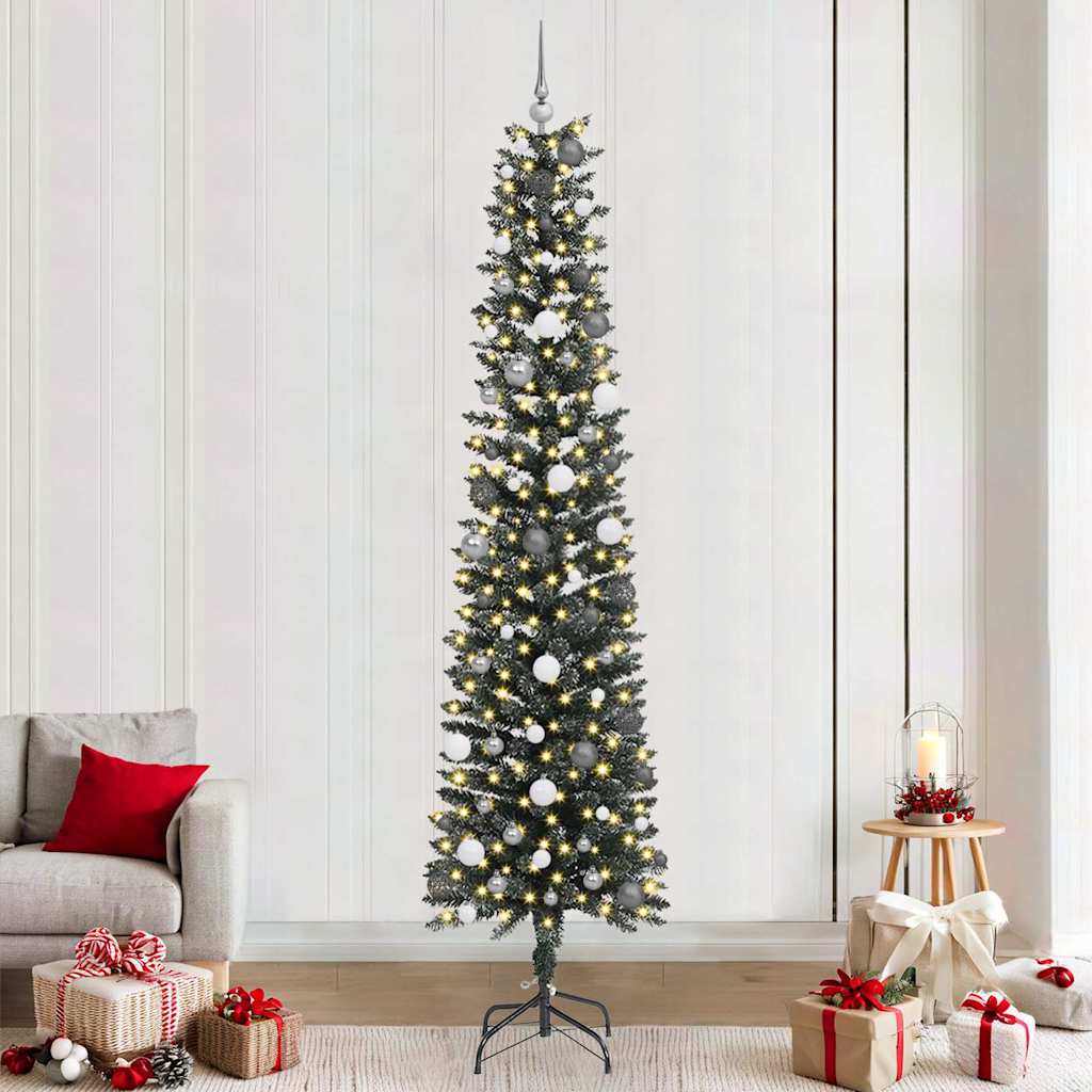 Kunstigjuletre med LED -stripelys grønn 240cm PVC