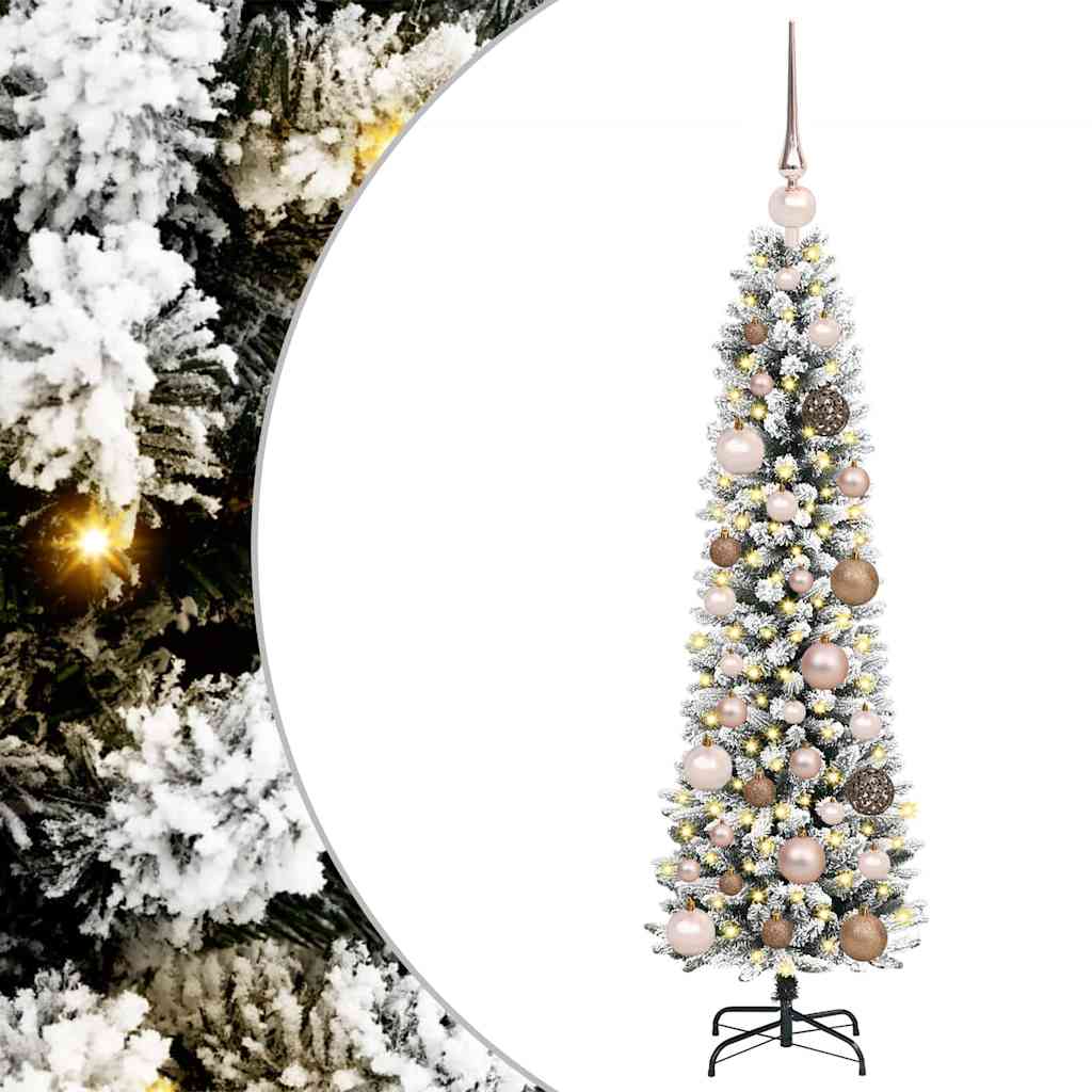 Kunstigjuletre med LED -stripelys Hvit 120cm PVC