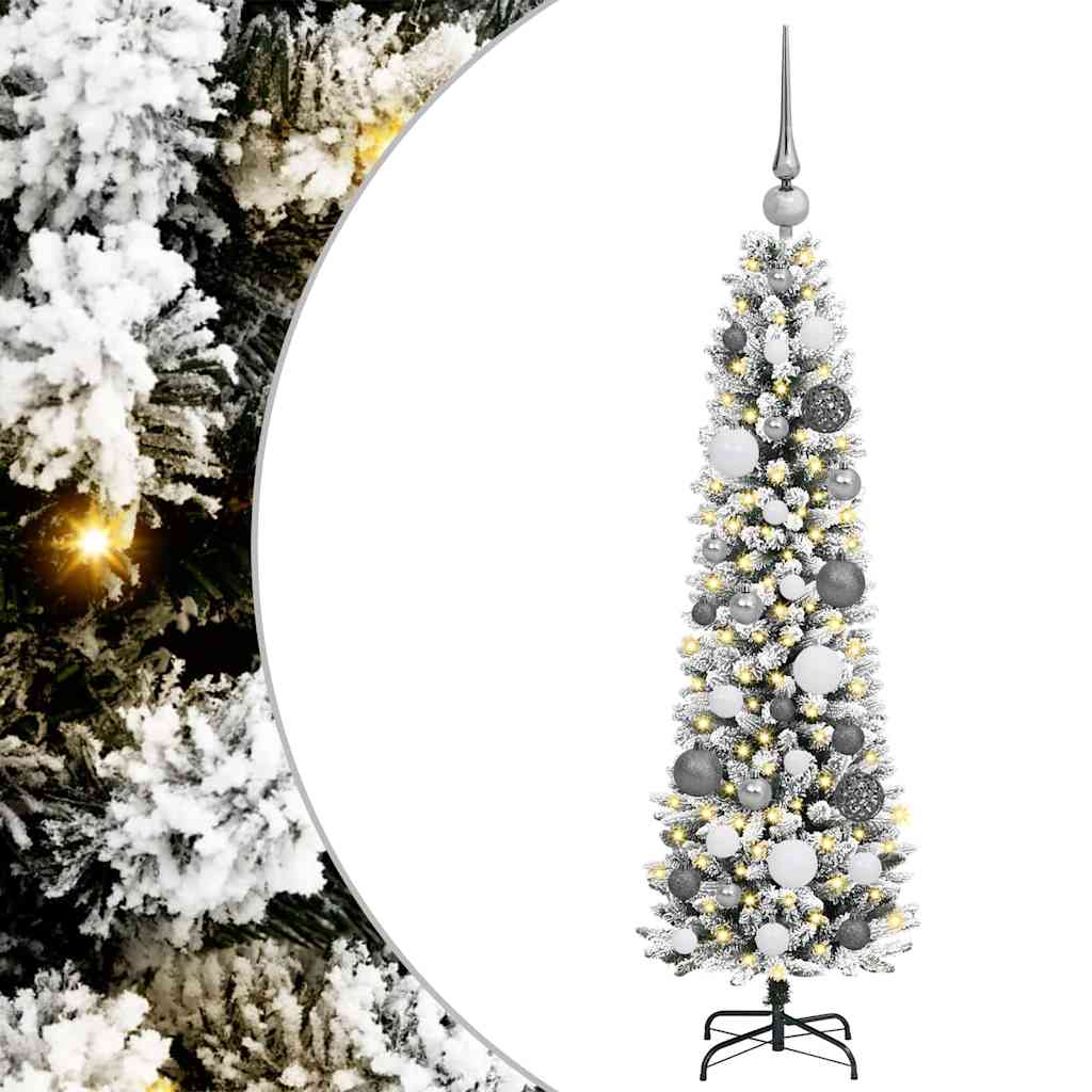 Kunstigjuletre med LED -stripelys Hvit 120cm PVC