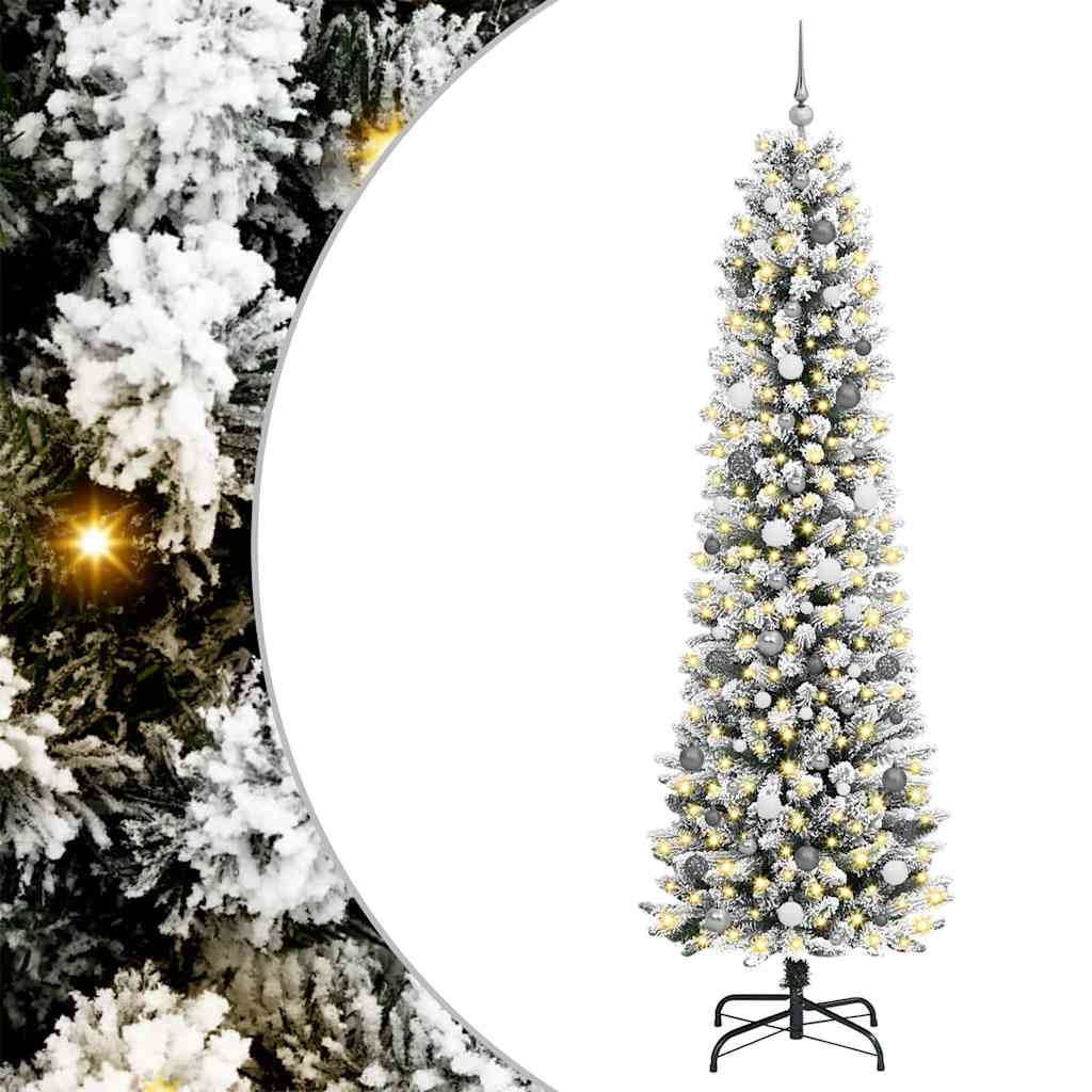 Kunstigjuletre med LED -stripelys Hvit 240cm PVC