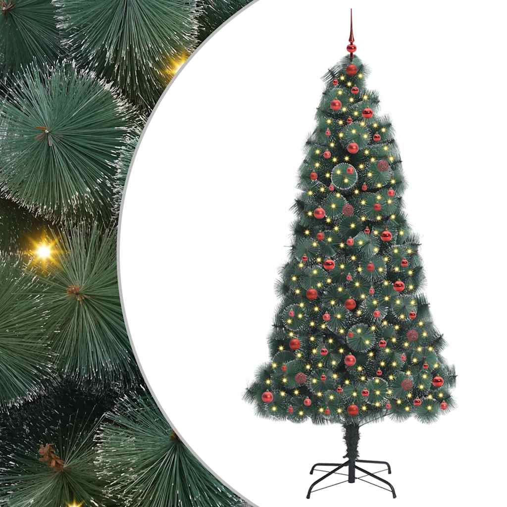 Kunstig Forhåndsbelyst Juletre med Kule Sett grønn 240 cm PET