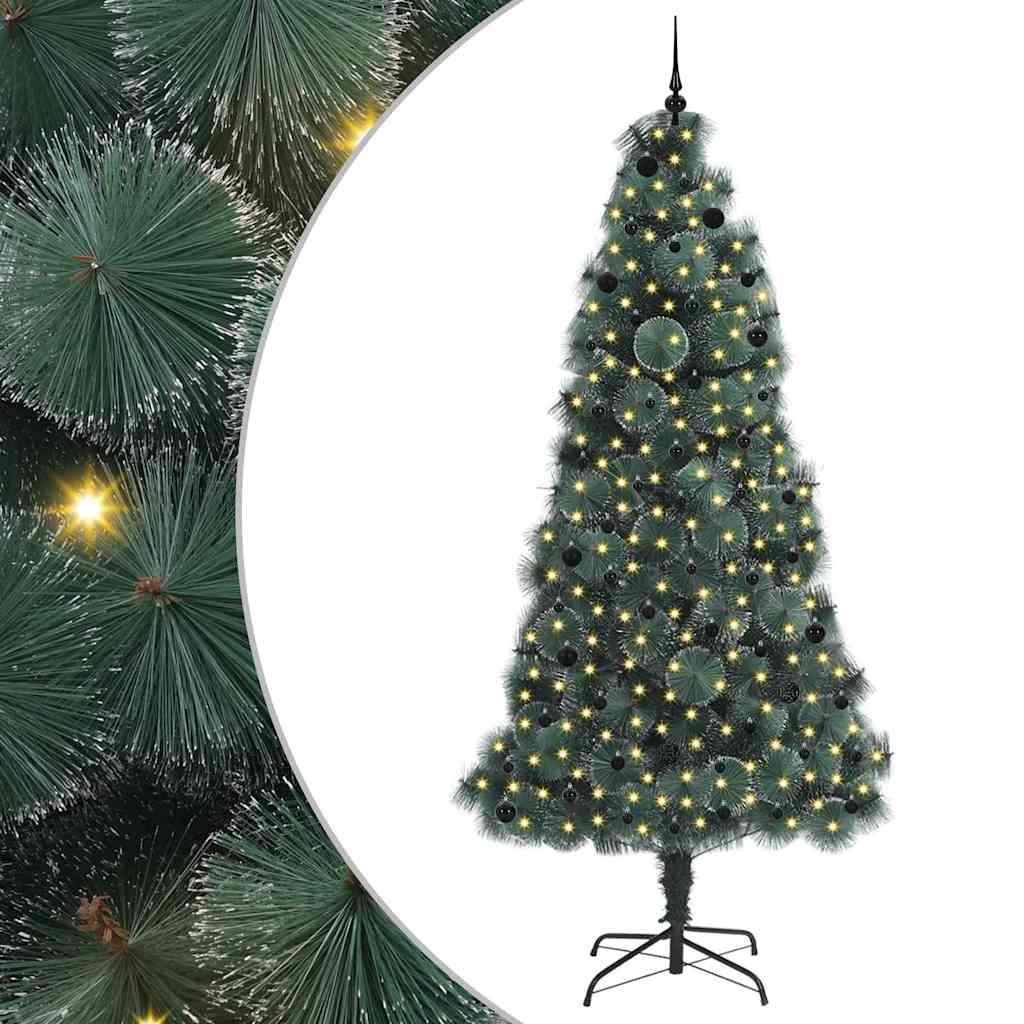 Kunstig Forhåndslyst Julegran med Kule Sett grønn 240 cm PET