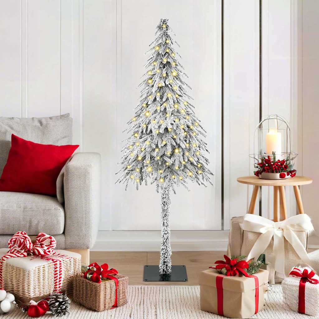 Juletre med LED -stripelys Hvit 120 cm PE