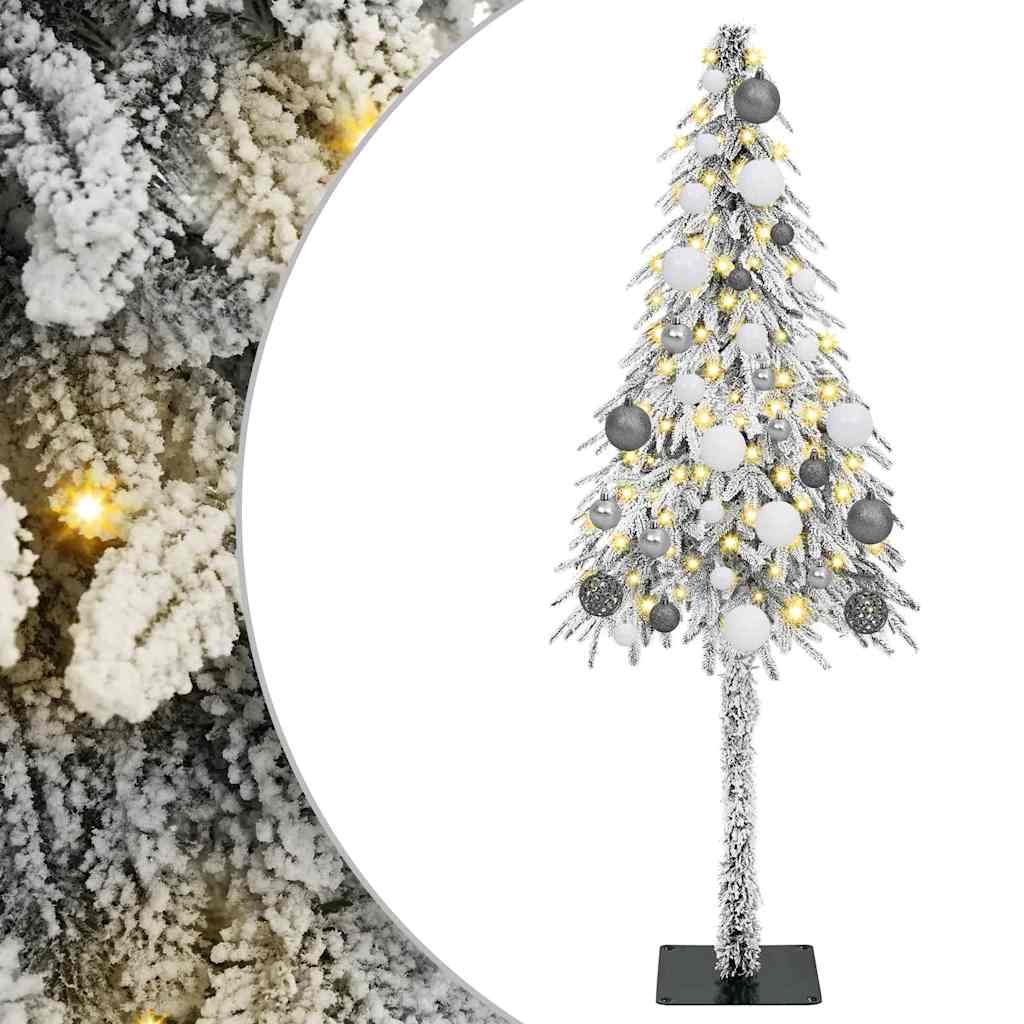 Juletre med LED -stripelys Hvit 150 cm PE