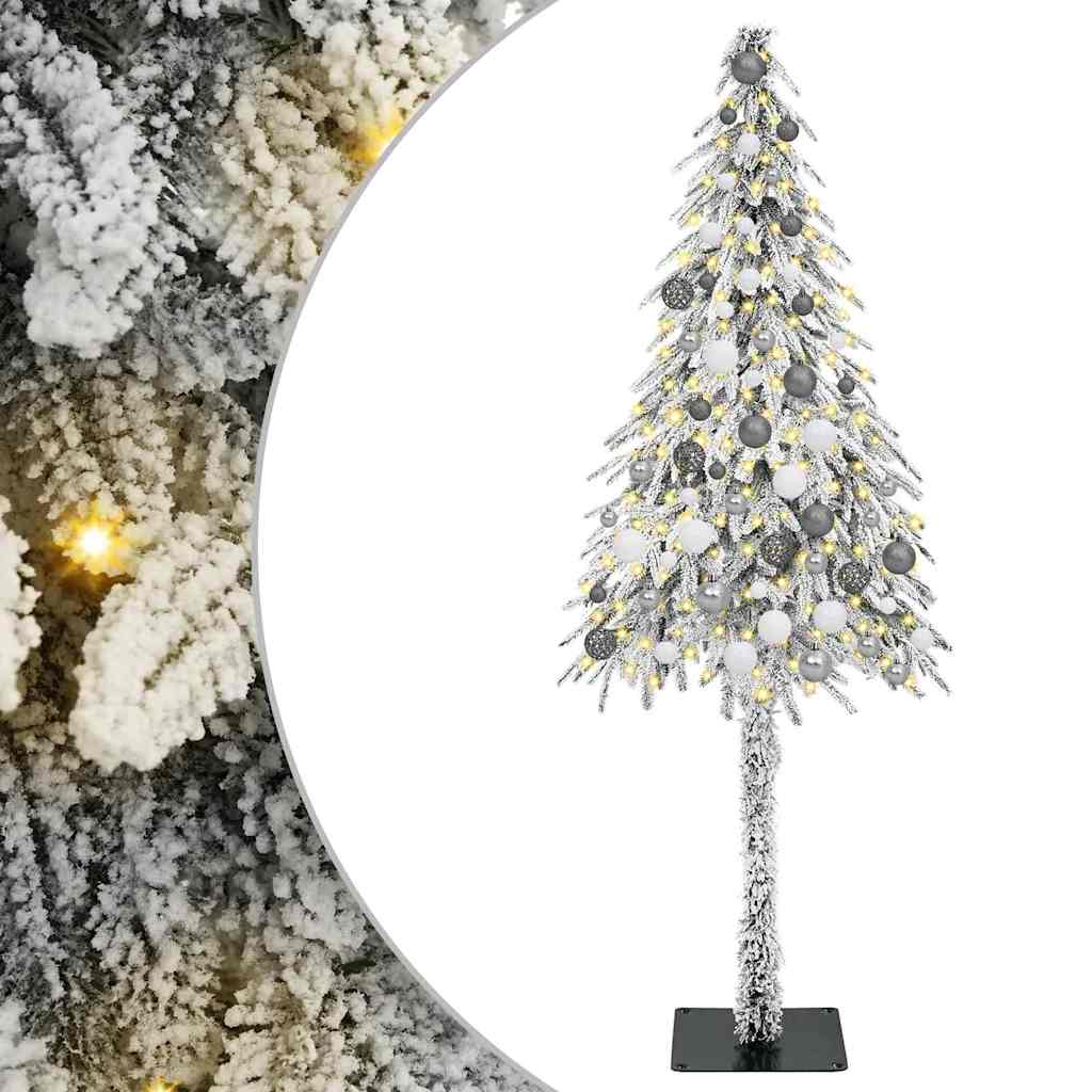 Juletre med LED -stripelys Hvit 180 cm PE