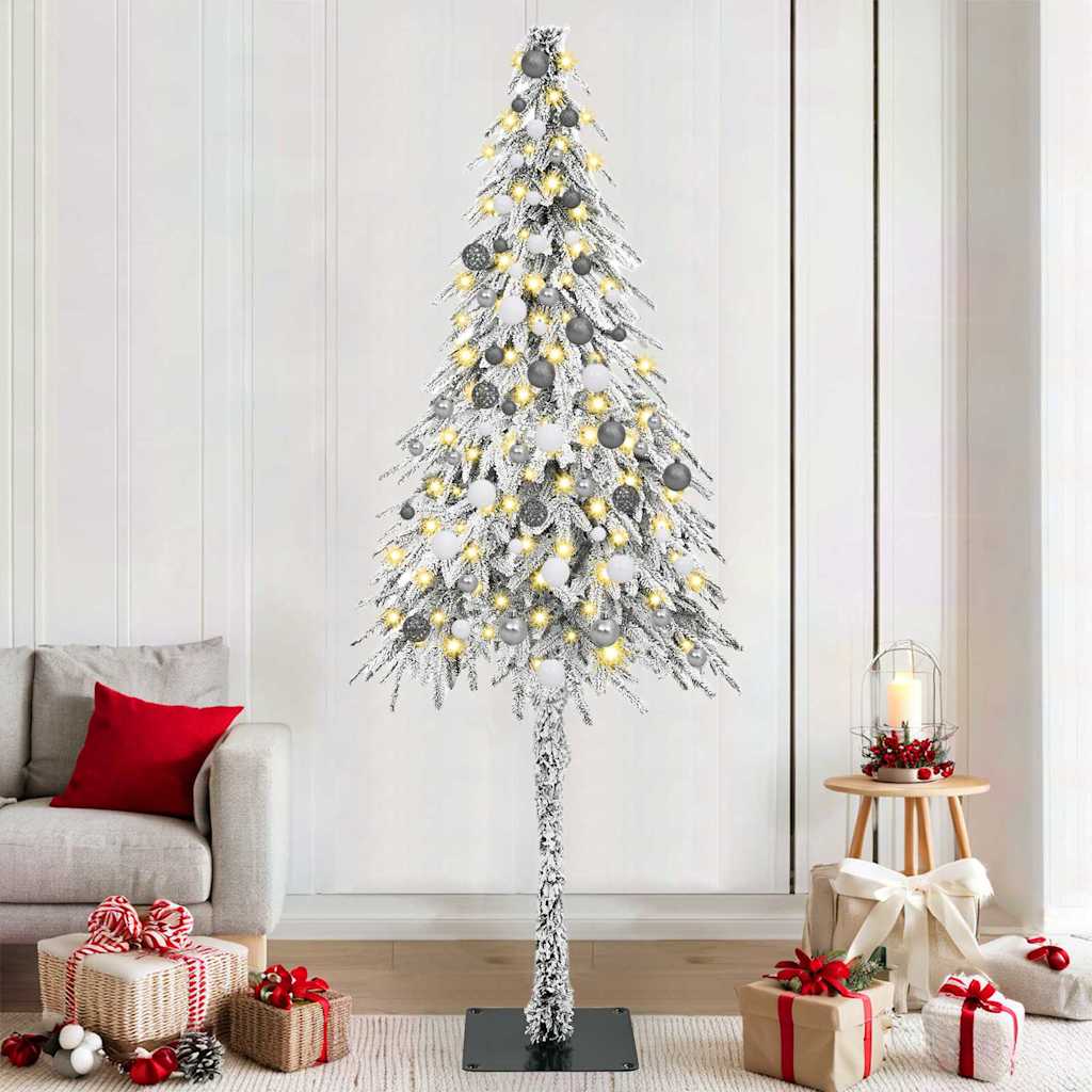 Juletre med LED -stripelys Hvit 210 cm PE