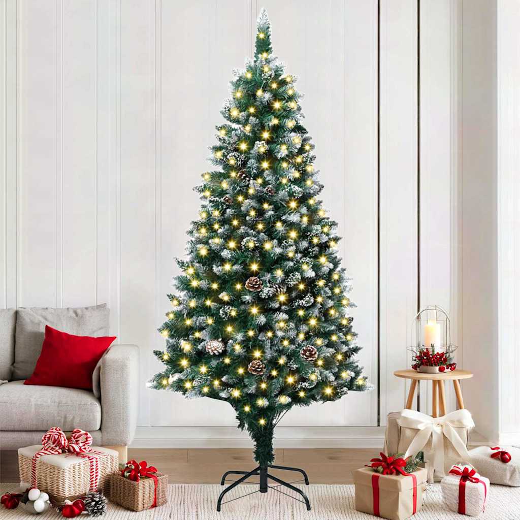 Kunstig juletre med LED -stripelys grønn 180 cm PVC
