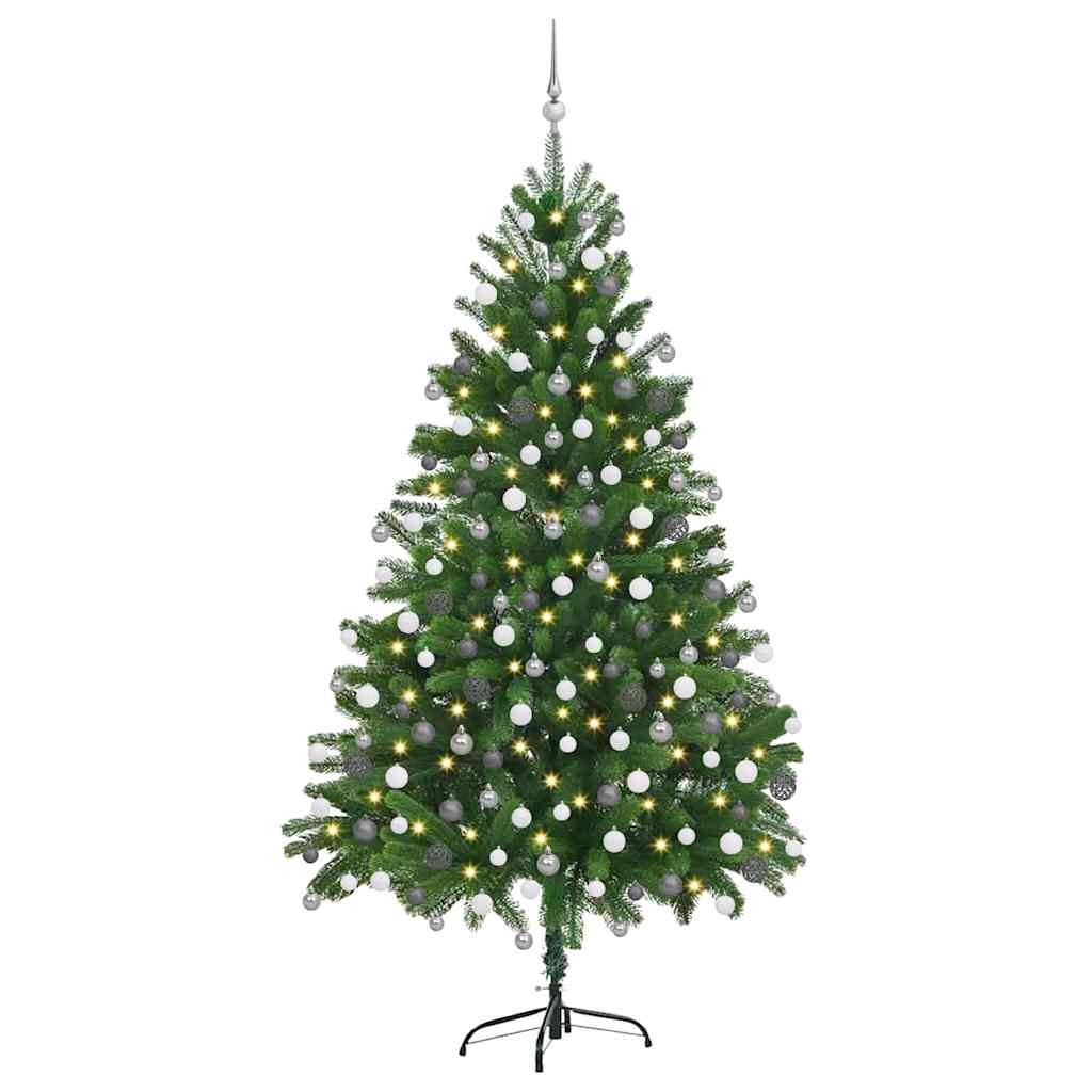 Kunstig juletre med LED -stripelys grønn 180 cm PE