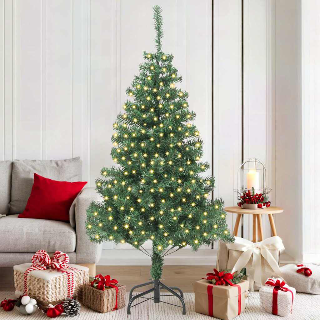 Kunstig juletre med LED -stripelys grønn 180 x 40 cm PVC