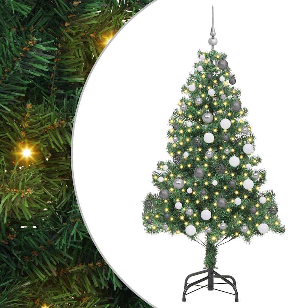 Kunstig juletre med LED -stripelys grønn 180 x 40 cm PVC