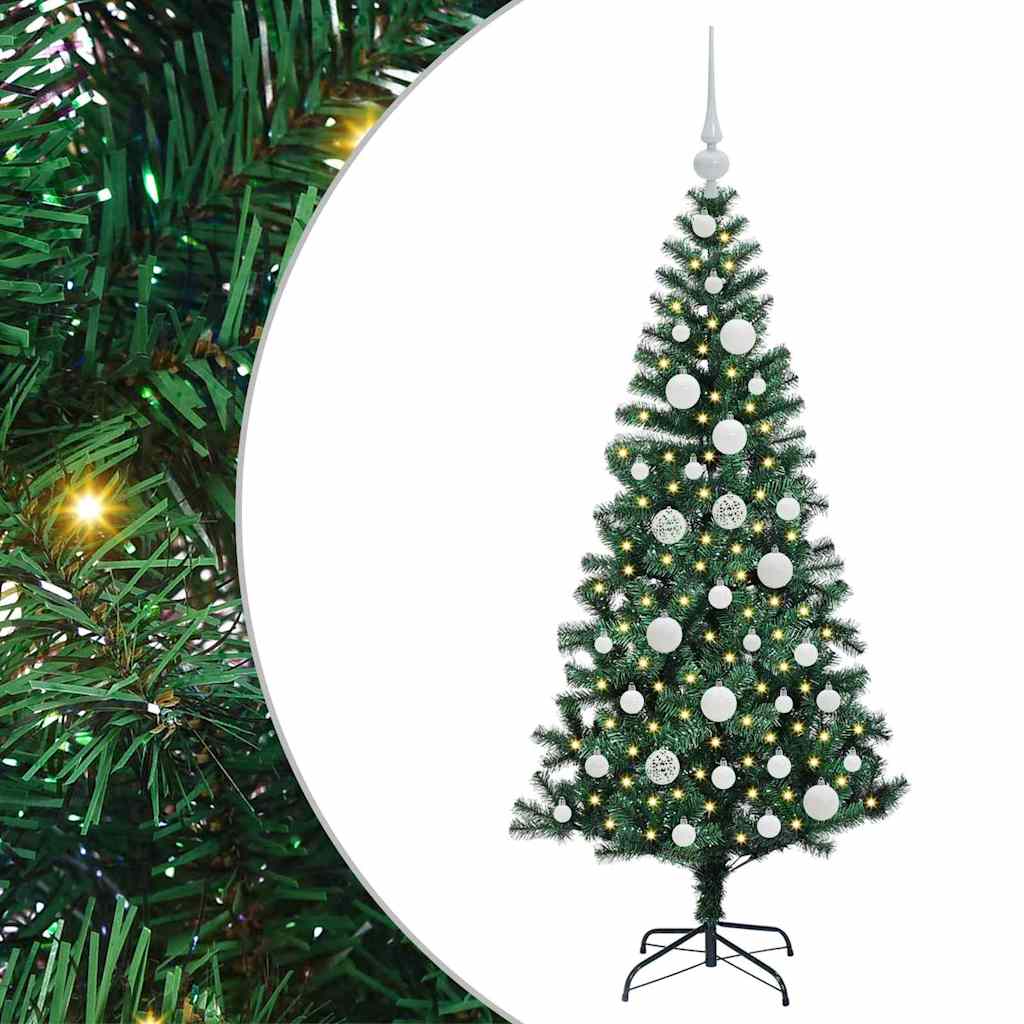 Kunstig Forhåndsopplyst Juletre grønn 120cm PVC og metall