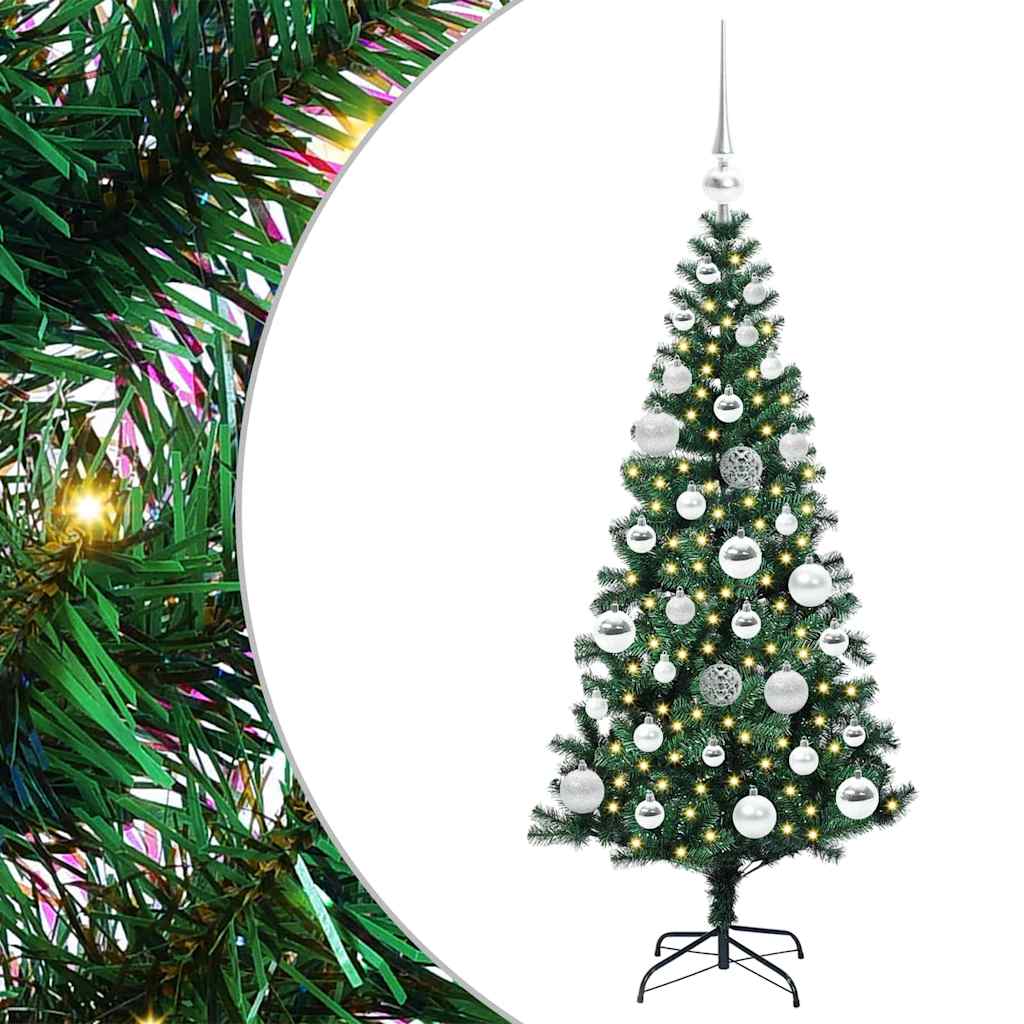 Kunstig Forhåndsopplyst Juletre grønn 120cm PVC og metall