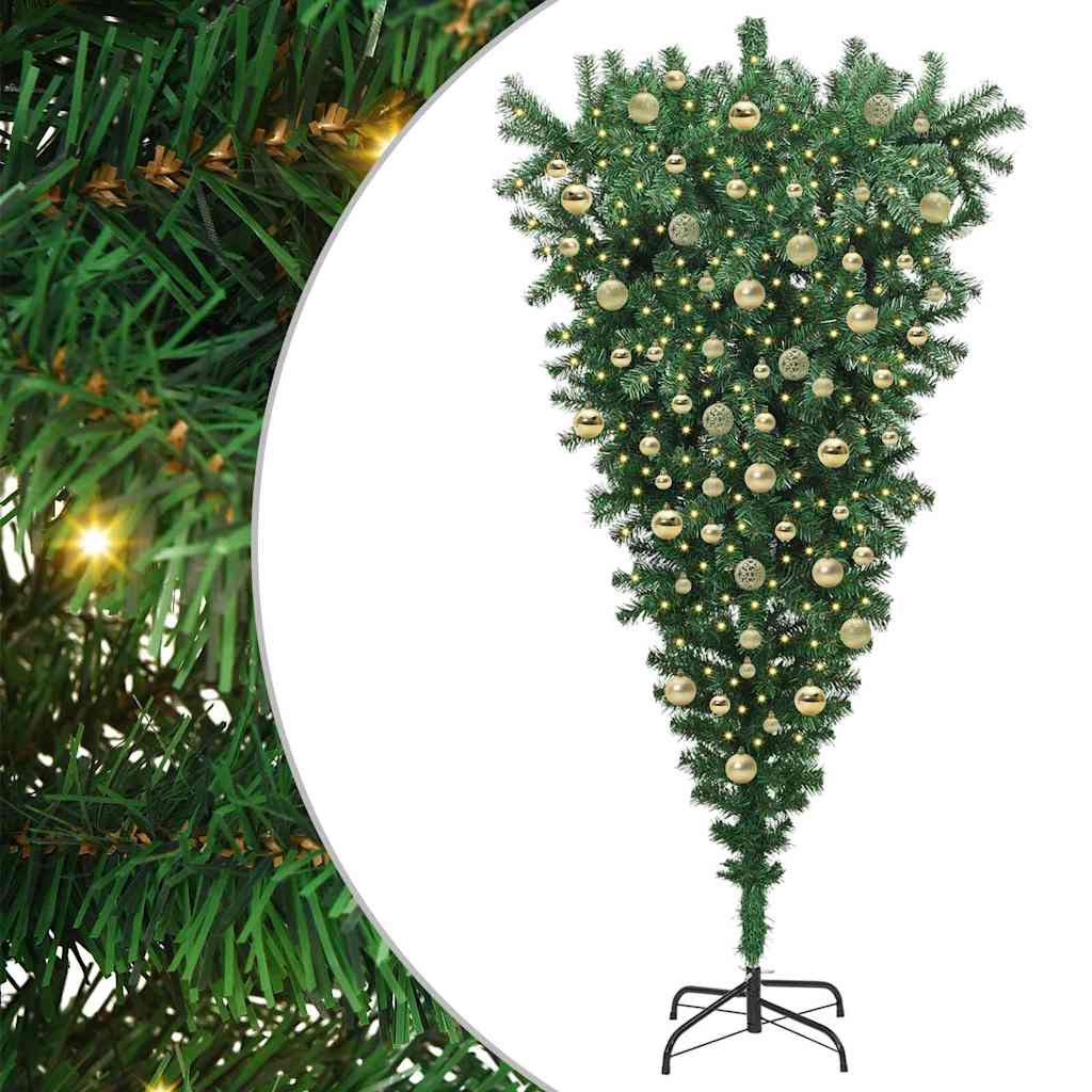 Opp-ned Kunstig Forventet Juletre med Ball Sett grønn 210 cm