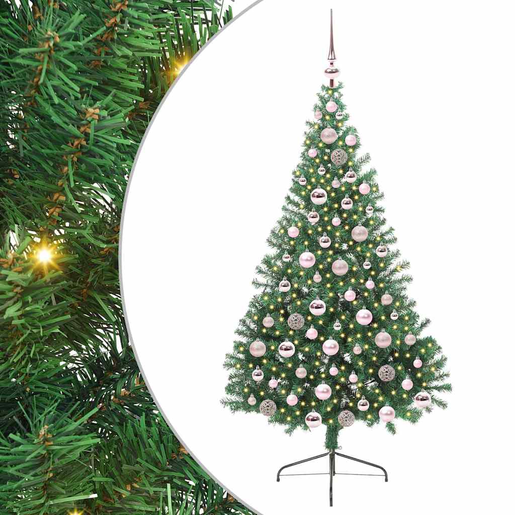Kunstig Forhåndsopplyst Juletre med 300 LED grønn 180 cm PVC