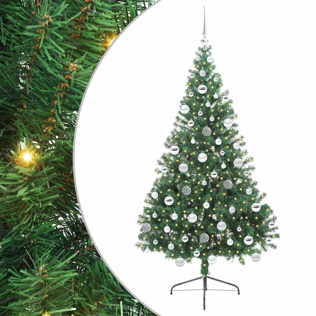 Kunstig Forhåndsopplyst Juletre med 300 LED grønn 180 cm PVC