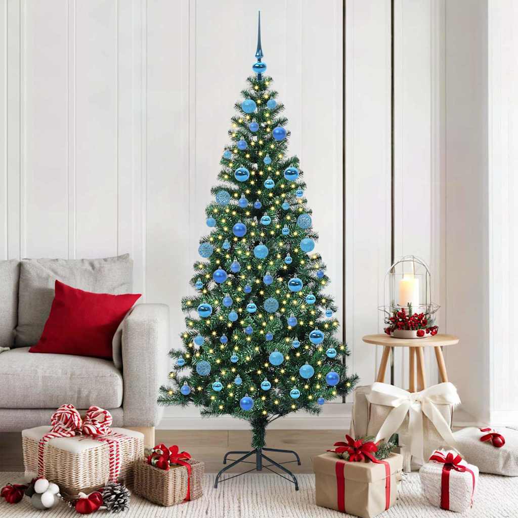 Kunstig Forhåndsopplyst Juletre med 300 LED grønn 180 cm PVC