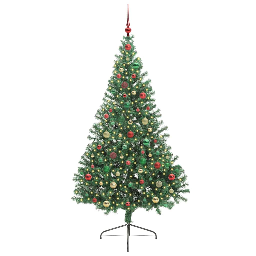 Kunstig Forhåndsopplyst Juletre med 300 LED grønn 180 cm PVC