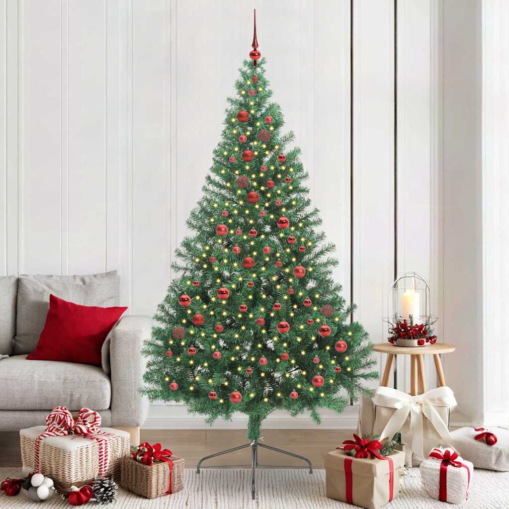 Kunstig Forhåndsopplyst Juletre med 300 LED grønn 210 cm PVC