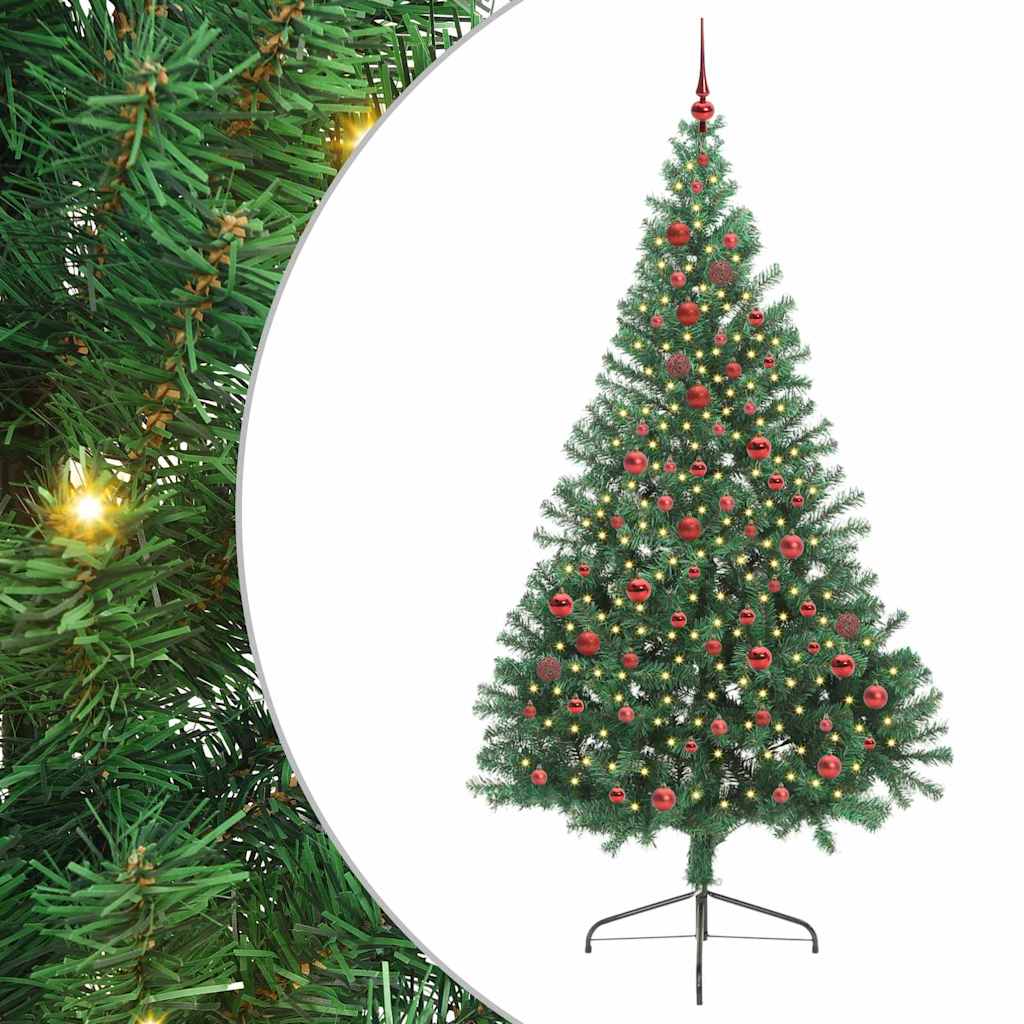 Kunstig Forhåndsopplyst Juletre med 300 LED grønn 210 cm PVC