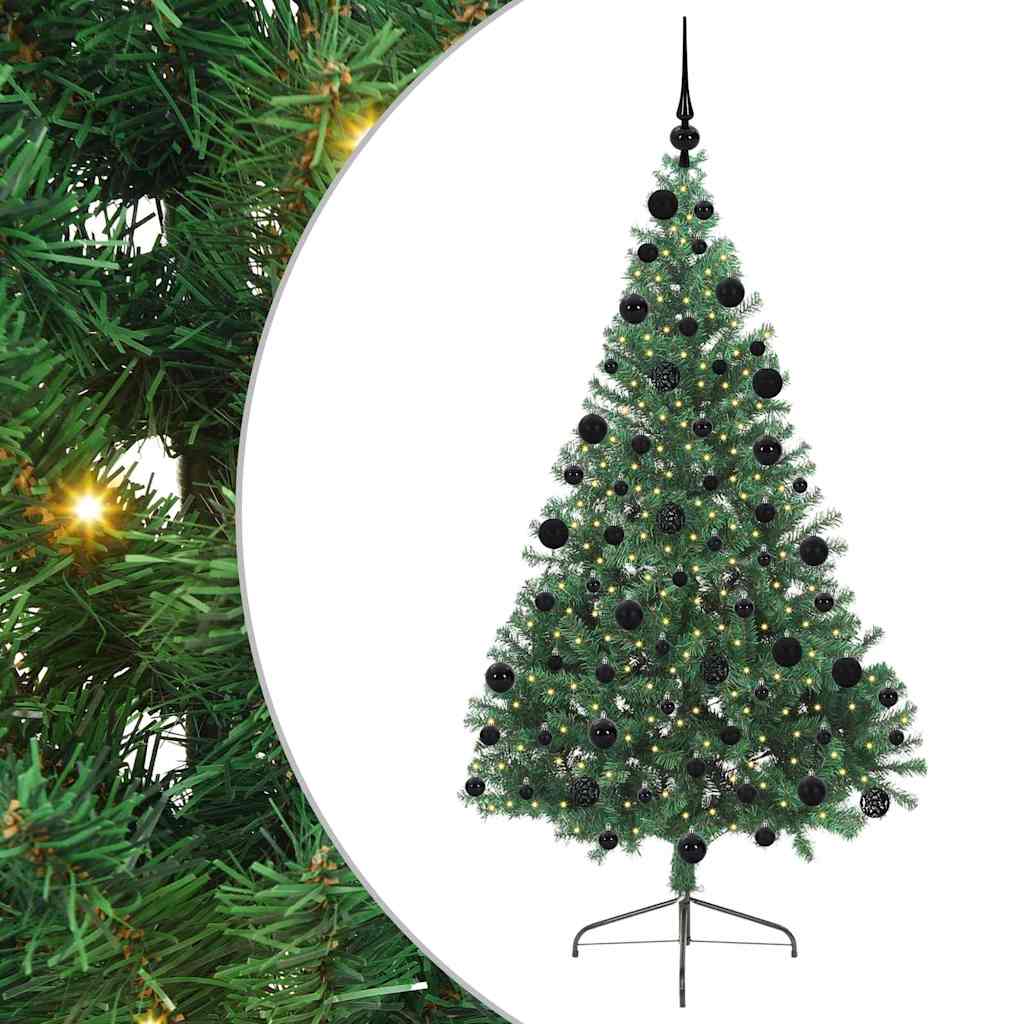 Kunstig Forhåndsopplyst Juletre med 300 LED grønn 210 cm PVC