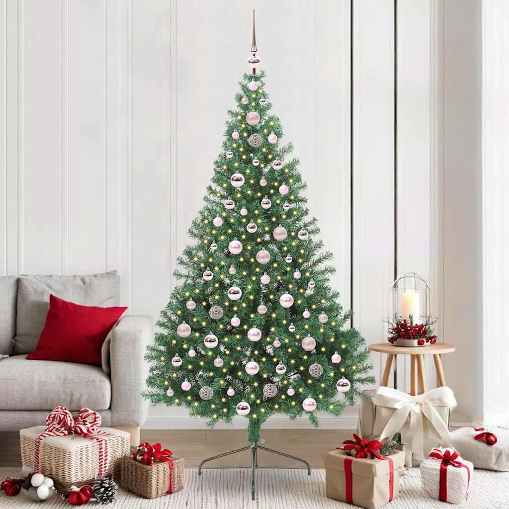 Kunstig Forhåndsopplyst Juletre med 300 LED grønn 210 cm PVC