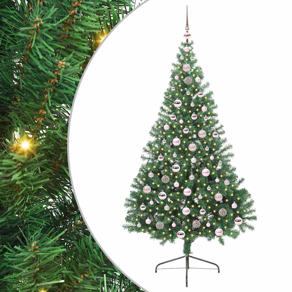 Kunstig Forhåndsopplyst Juletre med 300 LED grønn 210 cm PVC
