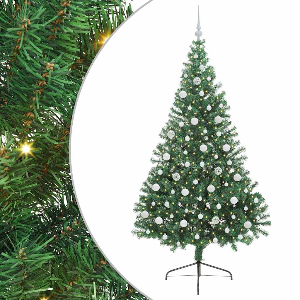 Kunstig Forhåndsopplyst Juletre med 300 LED grønn 210 cm PVC