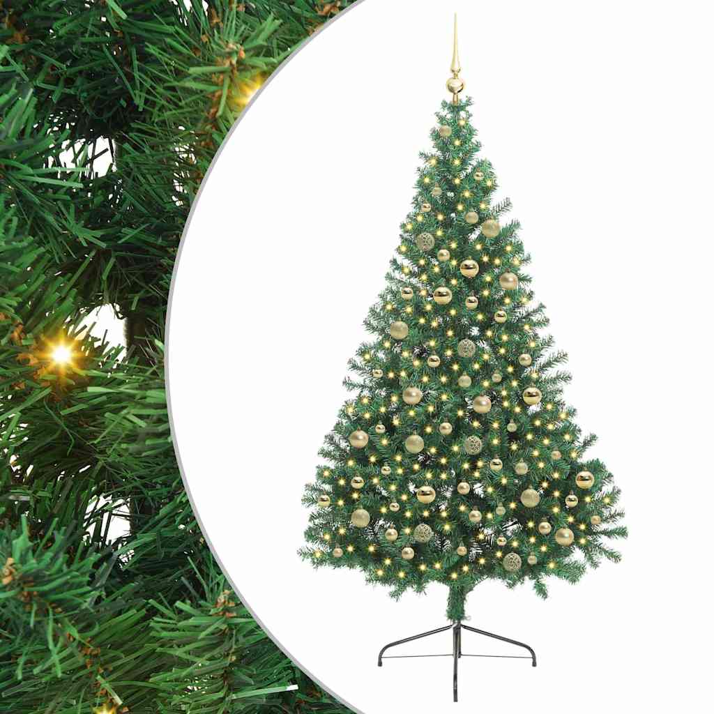 Kunstig Forhåndsopplyst Juletre med 300 LED grønn 210 cm PVC