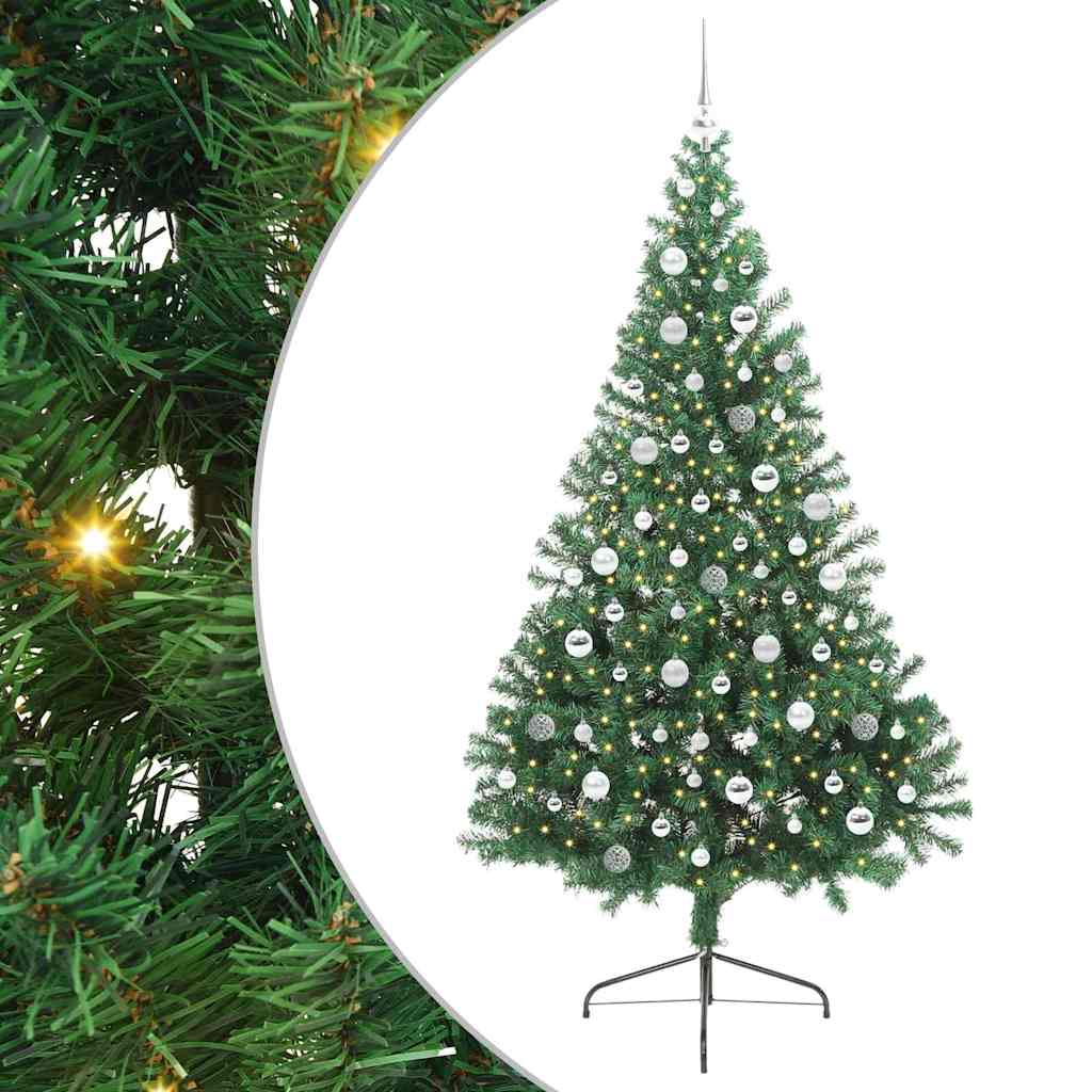 Kunstig Forhåndsopplyst Juletre med 300 LED grønn 210 cm PVC