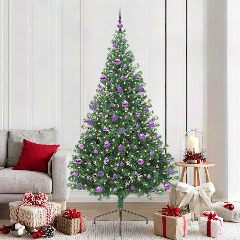 Kunstig Forhåndsopplyst Juletre med 300 LED grønn 210 cm PVC