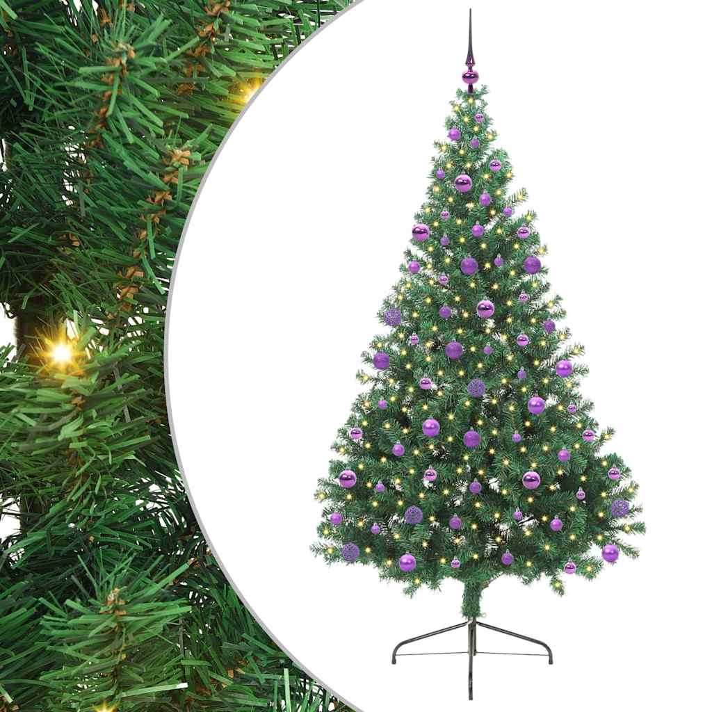 Kunstig Forhåndsopplyst Juletre med 300 LED grønn 210 cm PVC