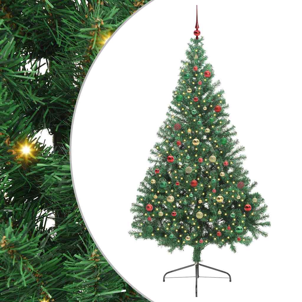 Kunstig Forhåndsopplyst Juletre med 300 LED grønn 210 cm PVC