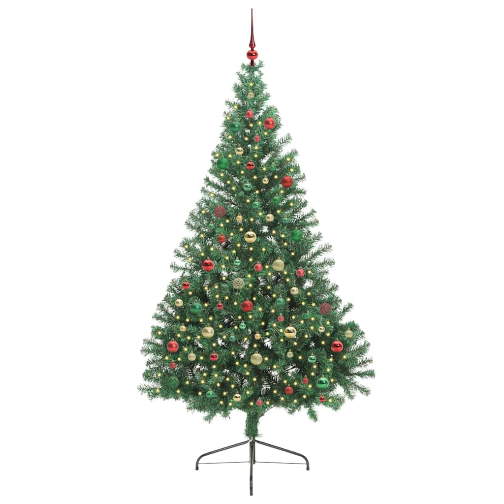 Kunstig Forhåndsopplyst Juletre med 300 LED grønn 210 cm PVC