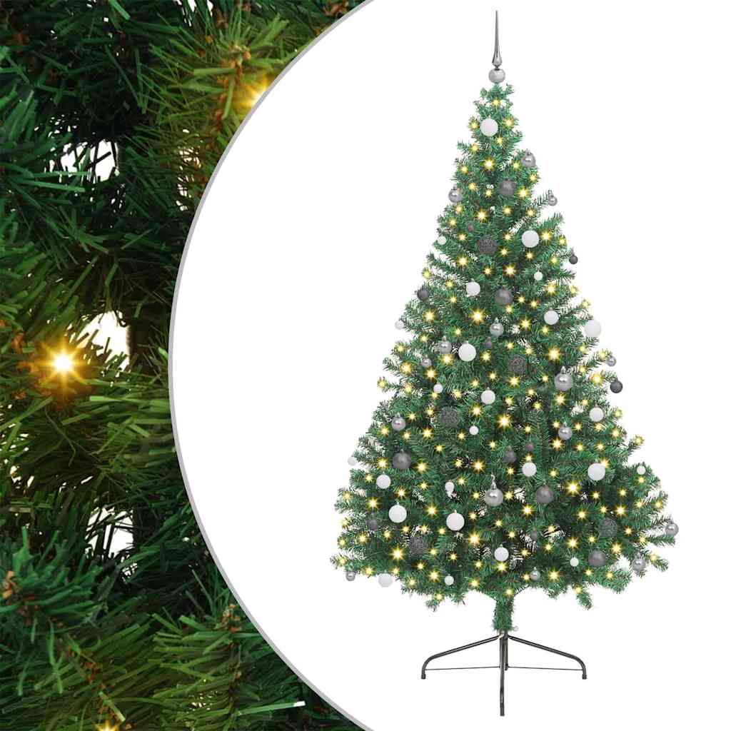 Kunstig forbelyst juletre grønn 240 cm PVC