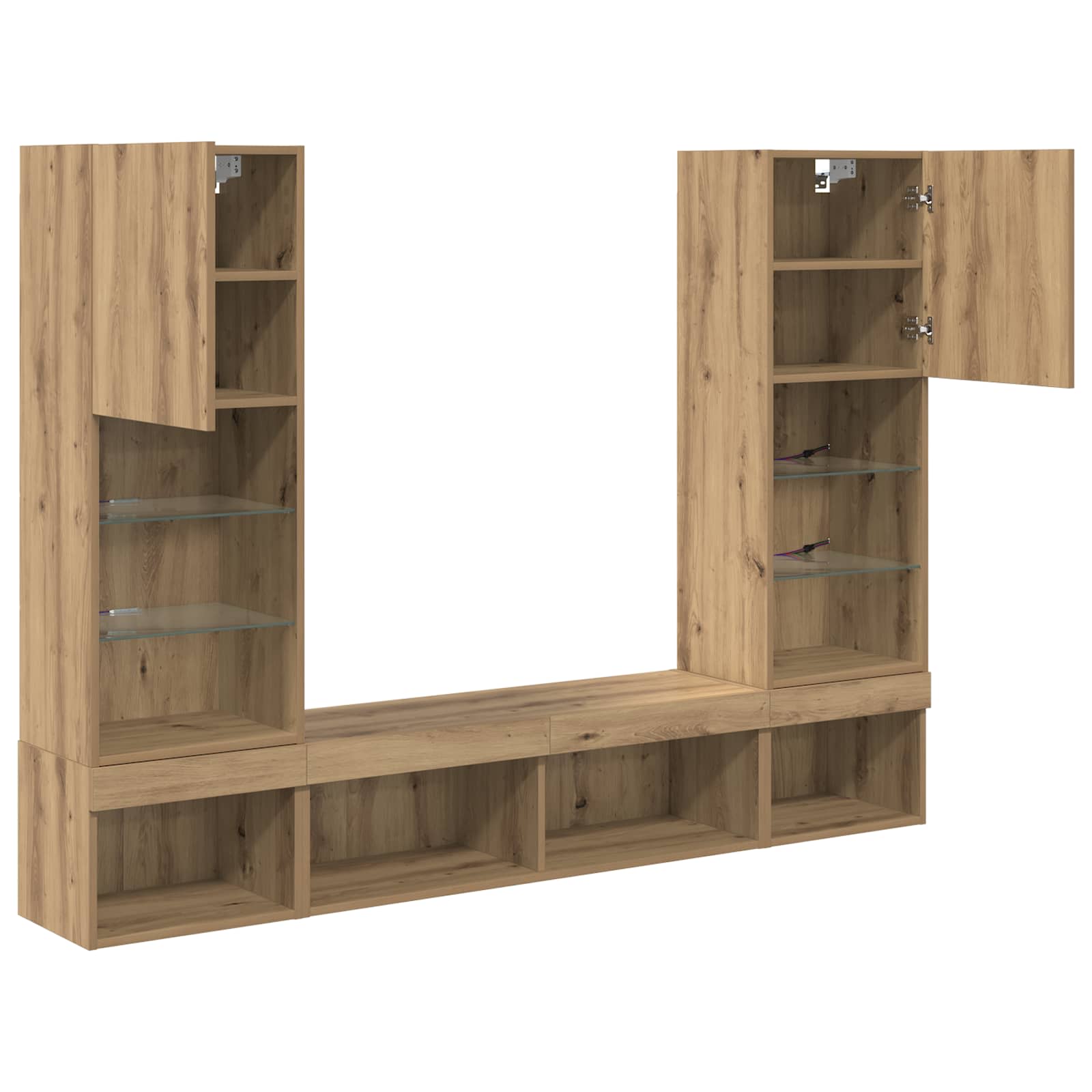 TV veggenheter med LED 5 pcs Artisan Eik 40,5 x 30 x 102 cm