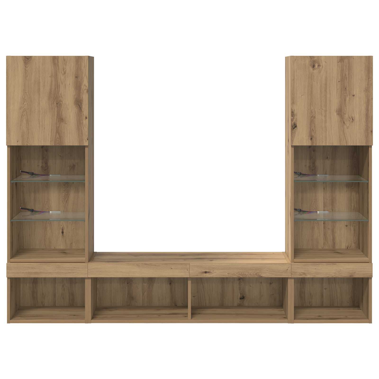 TV veggenheter med LED 5 pcs Artisan Eik 40,5 x 30 x 102 cm