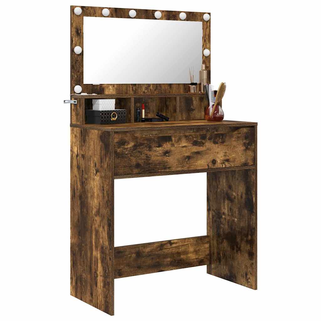 Soverom sminkebord Røkt eik 80 x 39,6 x 135 cm Konstruert tre