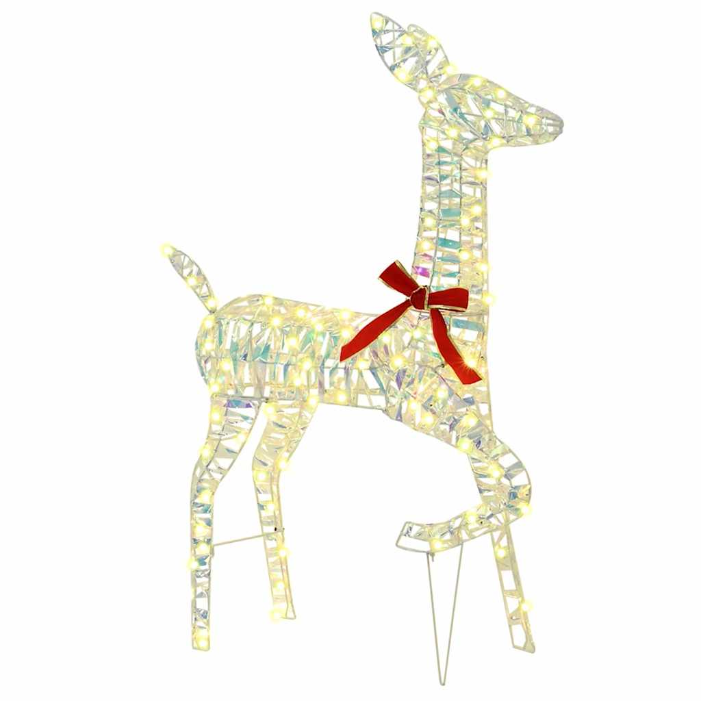 Reinsdyrfamilie 3 pcs Varmhvit 128 cm PET