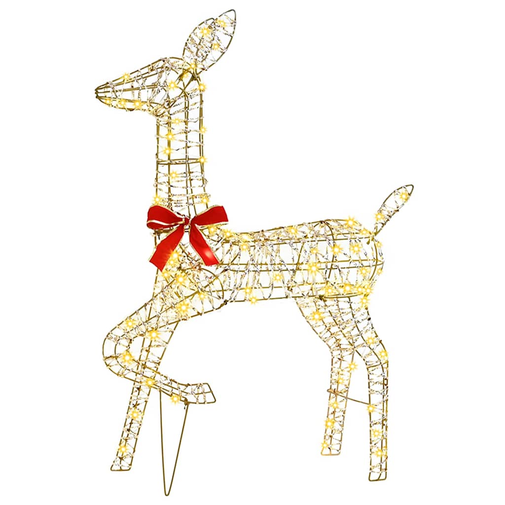 Reinsdyrfamilie 3 pcs Varmhvit 128 cm PET