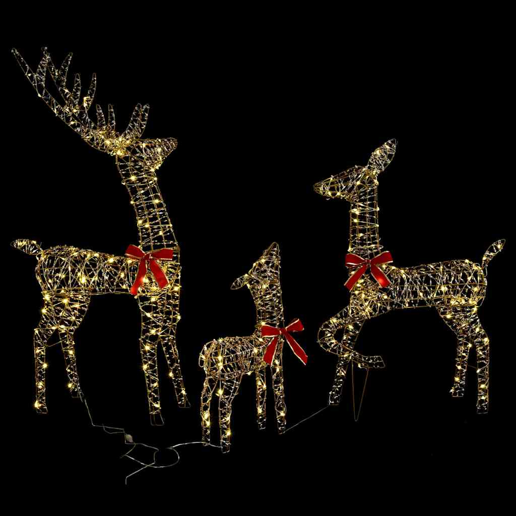 Reinsdyrfamilie 3 pcs Varmhvit 128 cm PET