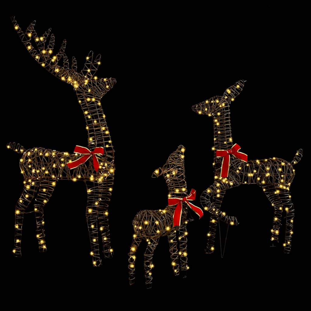 Reinsdyrfamilie 3 pcs Varmhvit 128 cm Rotting