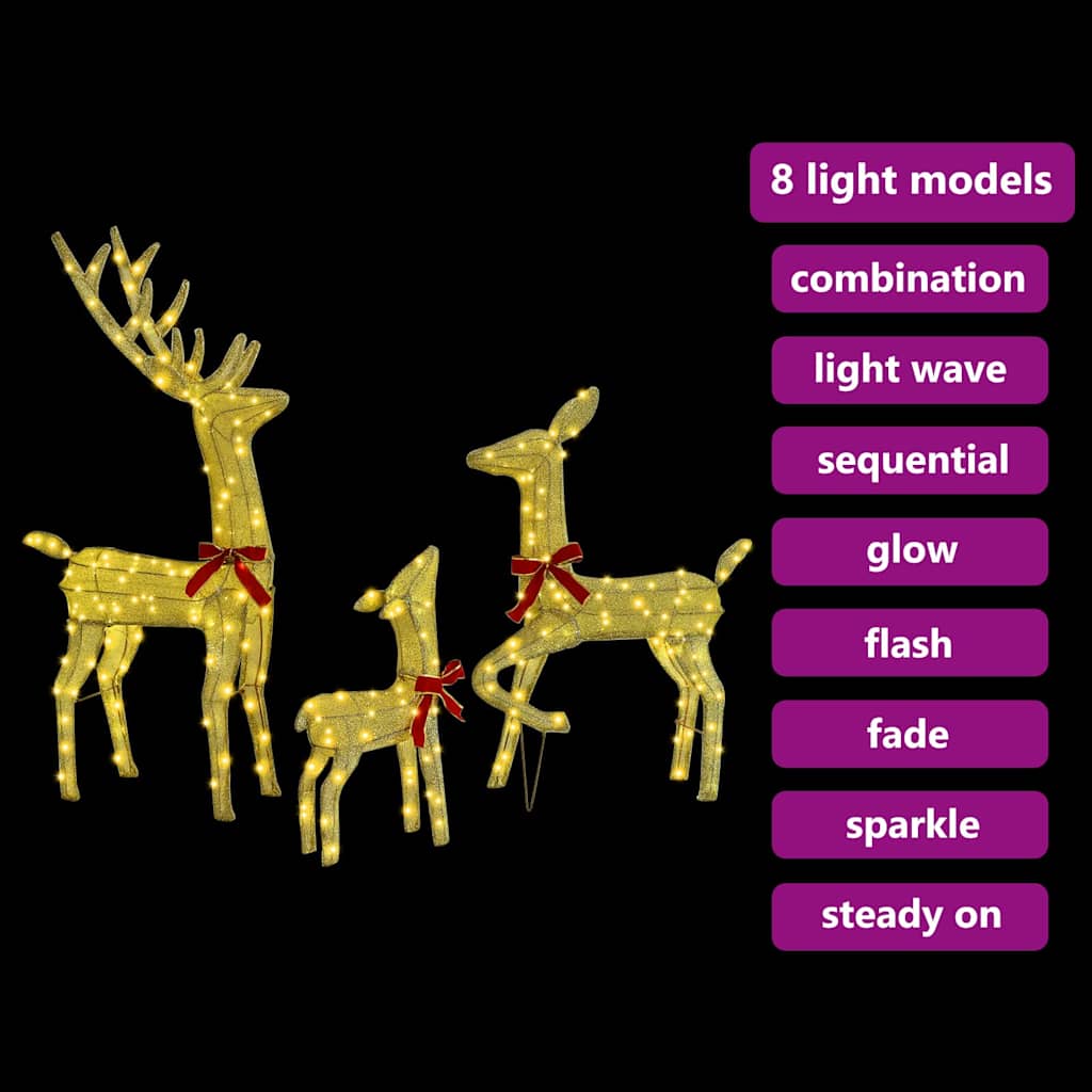 Reinsdyrfamilie 3 pcs Varmhvit 68 x 26 x 127 cm stoff