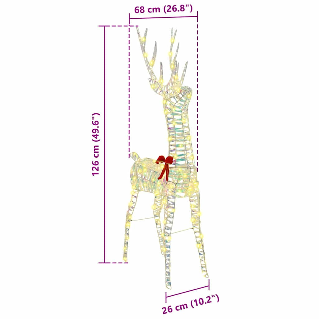 3D reinsdyr Varmhvit 128 cm PET