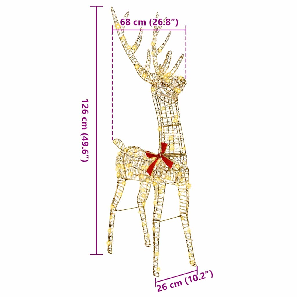 3D reinsdyr Varmhvit 128 cm PET