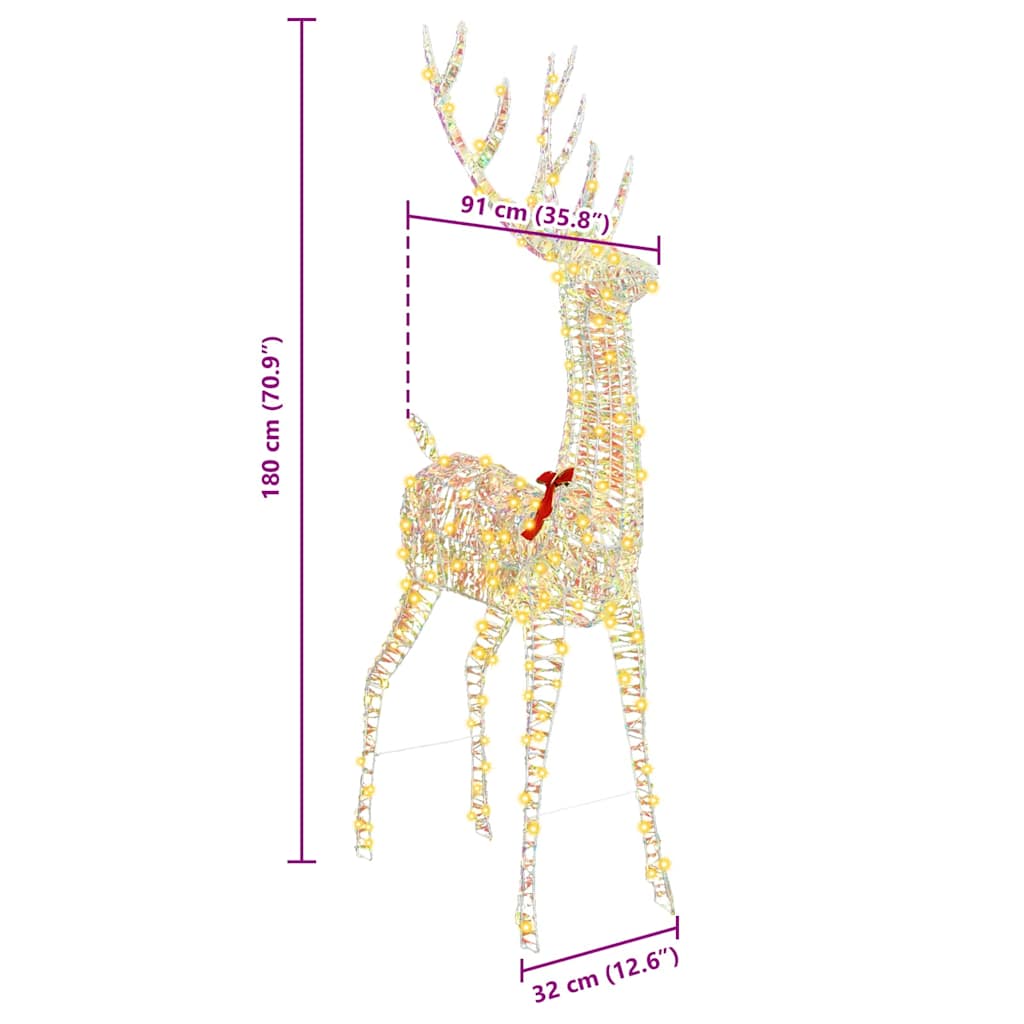 3D reinsdyr Varmhvit 180 cm PET