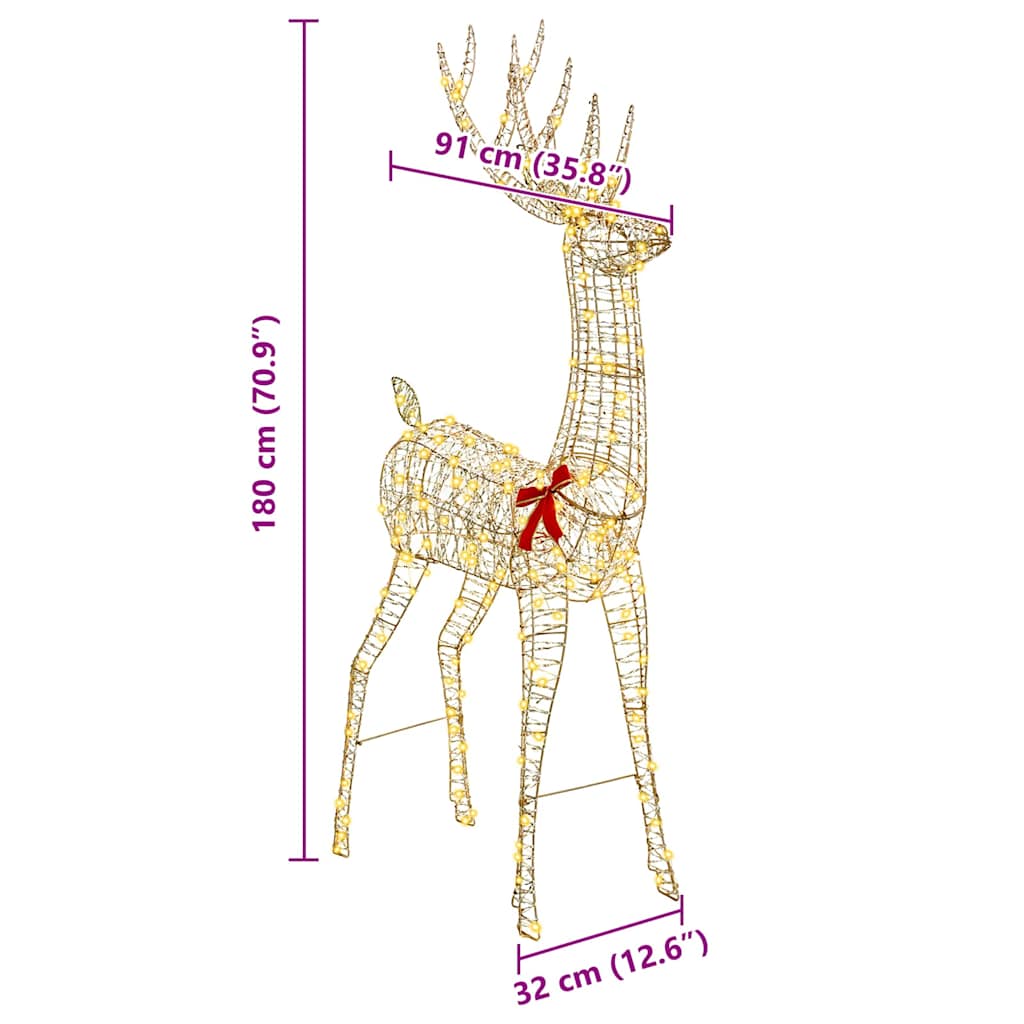 3D reinsdyr Varmhvit 180 cm PET
