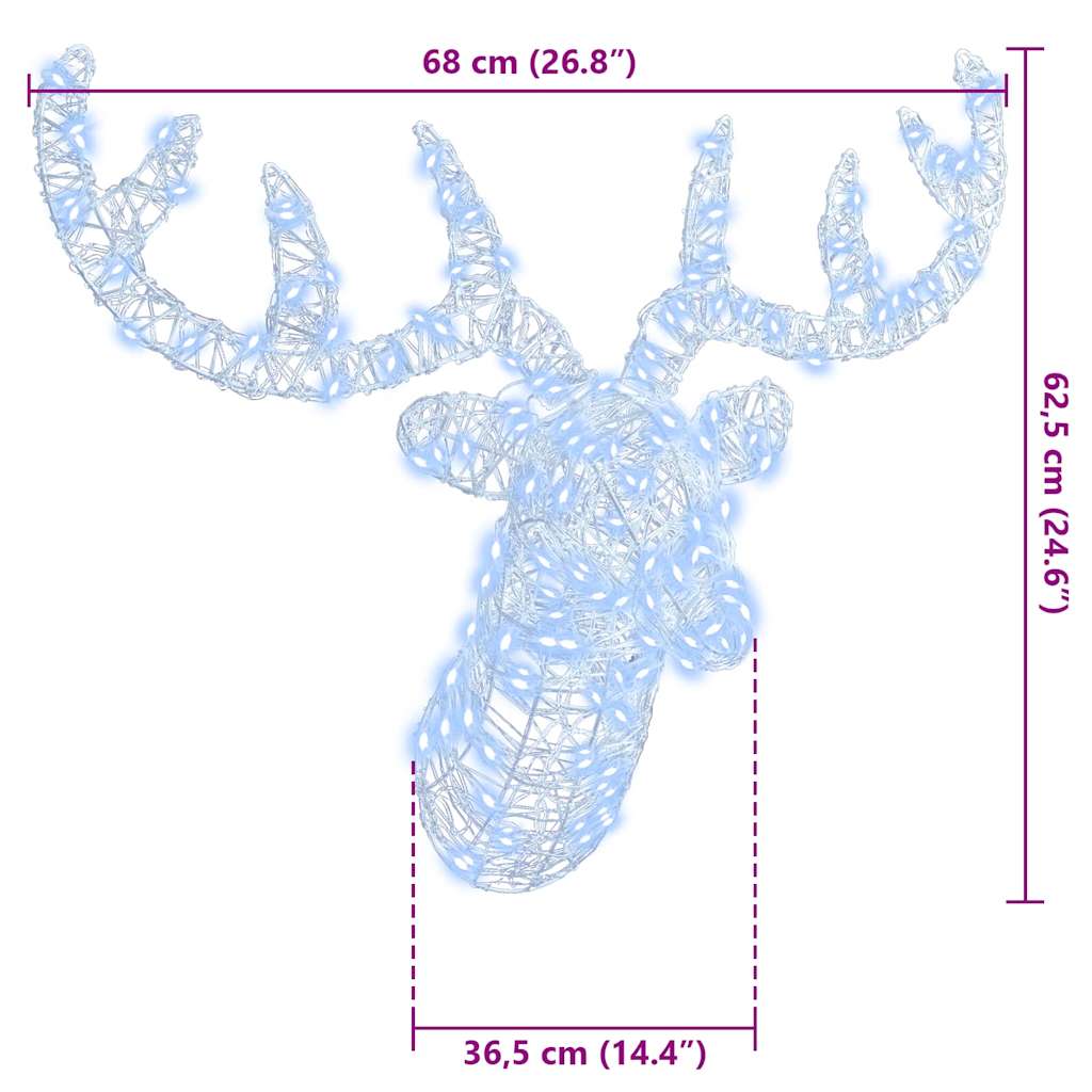 Rudolf hode Kaldhvit 60 cm Akryl